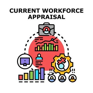 Workforce appraisal concept evaluating employee performance and development 스톡 일러스트