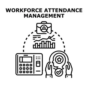Workforce attendance management system tracking employee performance Stock Illustration
