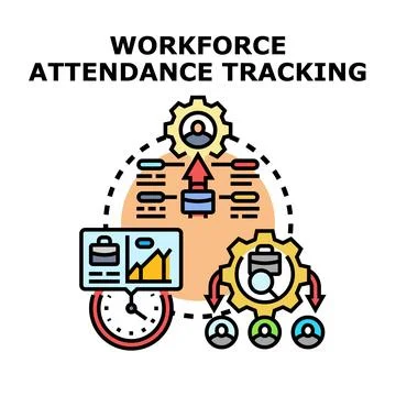 Workforce attendance tracking concept for business management Stock Illustration