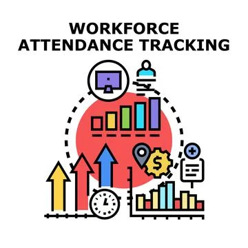 Workforce attendance tracking digital system managing employee performance イラスト素材