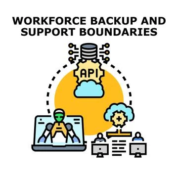 Workforce backup and support boundaries defining roles Stock Illustration