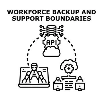 Workforce backup and support boundaries defining roles Stock Illustration