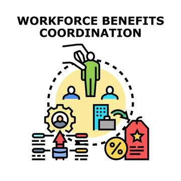 Workforce benefits coordination process optimizing employee rewards Illustrazione stock