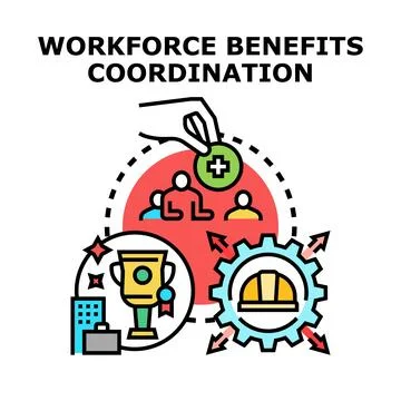 Workforce benefits coordination providing employee welfare and development Stock Illustration