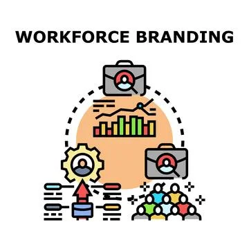 Workforce branding strategy developing talent attracting employees Stock Illustration
