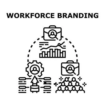 Workforce branding strategy developing talent attracting employees Stock Illustration