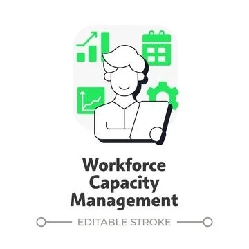 Workforce capacity management flat outline concept icon Stock Illustration