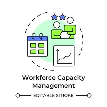 Workforce capacity management multi color concept icon Stock Illustration