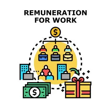 Workforce compensation and employee remuneration for work concept Stock Illustration