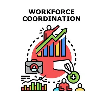 Workforce coordination concept developing business strategy for growth Stock Illustration