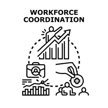 Workforce coordination concept developing business strategy for growth イラスト素材