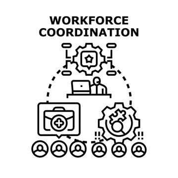 Workforce coordination concept illustration connecting people tasks イラスト素材