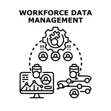 Workforce data management analyzing human resources process Stock Illustration