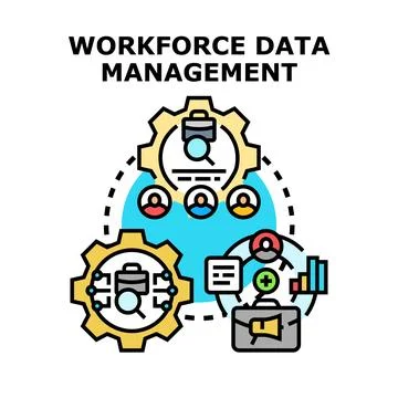 Workforce data management analyzing human resources data Stock Illustration