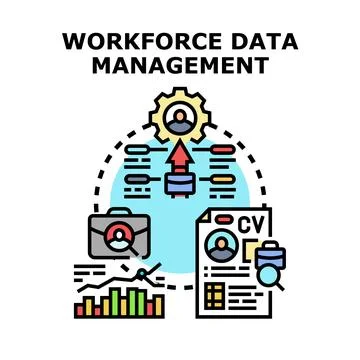 Workforce data management concept icon illustration Stock Illustration