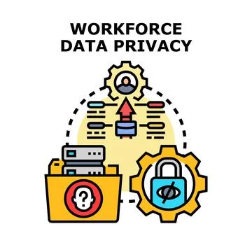 Workforce data privacy protecting employee personal information concept Stock Illustration