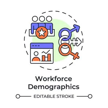 Workforce demographics multi color concept icon Stock Illustration