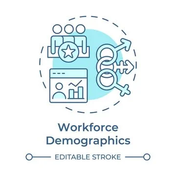 Workforce demographics soft blue concept icon Stock Illustration