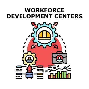 Workforce development centers providing career growth opportunities Stock Illustration