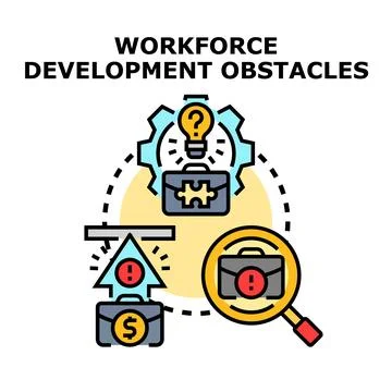 Workforce development obstacles concept icon Stock Illustration