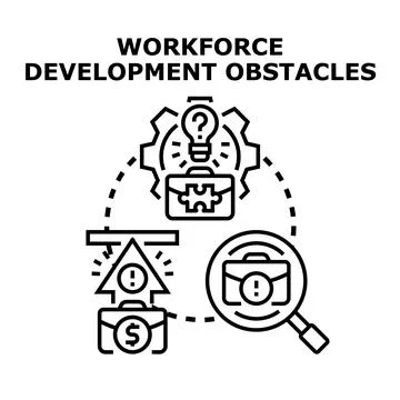 Workforce development obstacles concept icon Stock Illustration