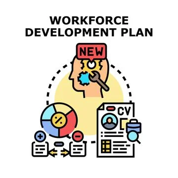 Workforce development plan strategy creating new employment opportunities Stock Illustration