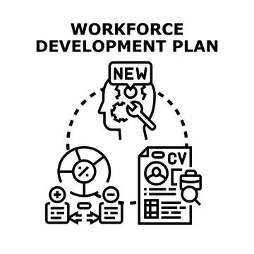 Workforce development plan strategy creating new employment opportunities Stock Illustration