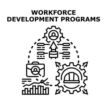 Workforce development programs aiding career growth and training 스톡 일러스트