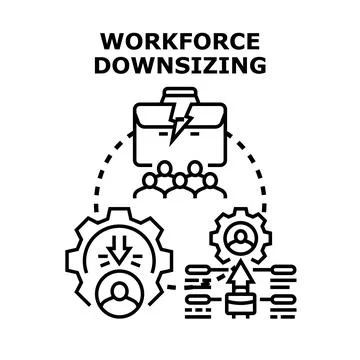Workforce downsizing concept reducing business employees Illustrazione stock