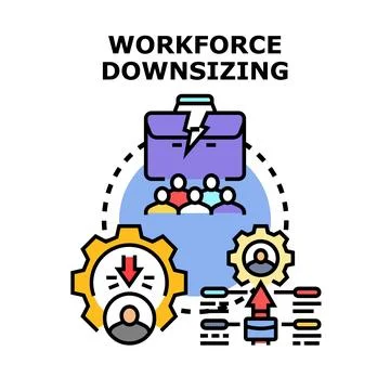 Workforce downsizing concept reducing business employees Illustrazione stock