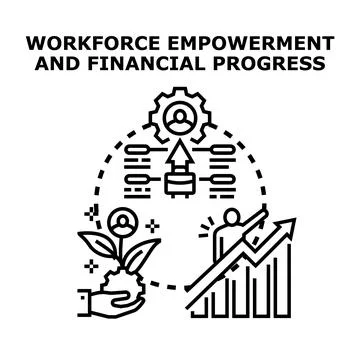 Workforce empowerment achieving financial progress and business growth Stockillustratie