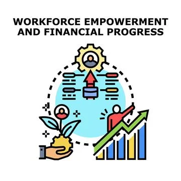 Workforce empowerment achieving financial progress and business growth Stock Illustration
