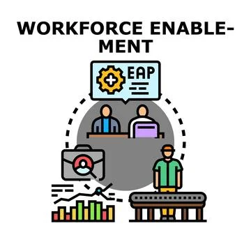 Workforce enablement concept for business growth process Stock Illustration