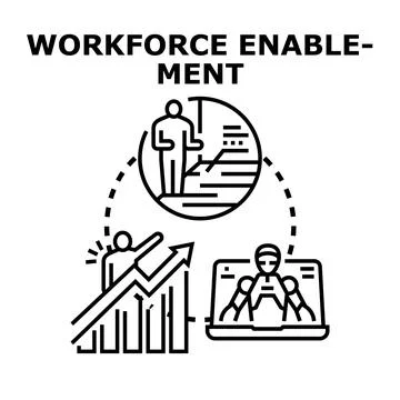 Workforce enablement improving employee skills and development 库存插图
