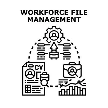 Workforce file management system recruiting candidates process Stock Illustration
