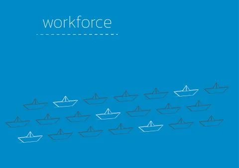 Workforce with a folded paper boat Stock Illustration