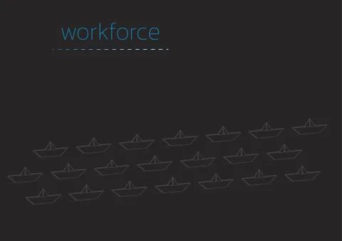 Workforce with a folded paper boat Illustrazione stock