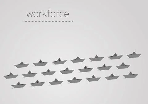 Workforce with a folded paper boat Illustrazione stock