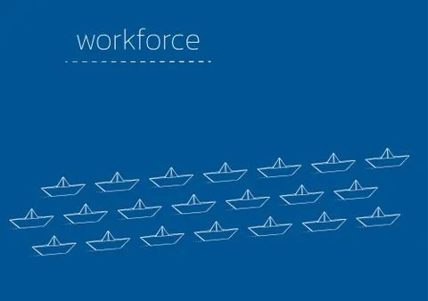 Workforce with a folded paper boat Stock Illustration