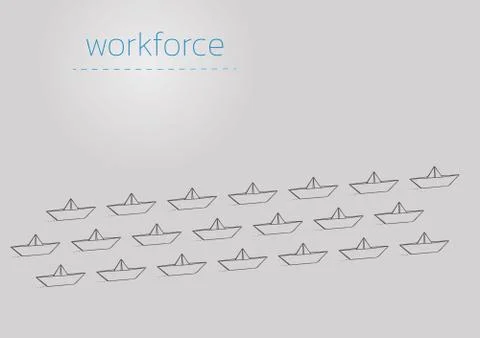 Workforce with a folded paper boat Illustrazione stock