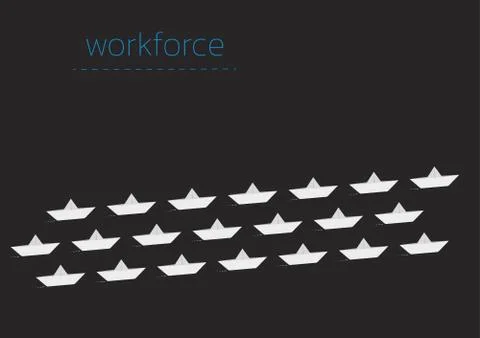 Workforce with a folded paper boat 스톡 일러스트