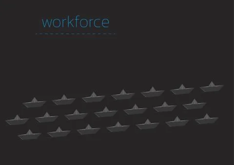 Workforce with a folded paper boat 스톡 일러스트