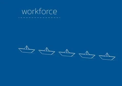 Workforce with a folded paper boat 스톡 일러스트