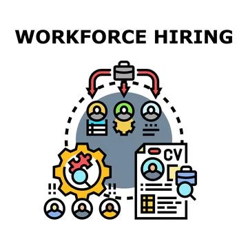 Workforce hiring process managing human resources recruiting Stockillustratie