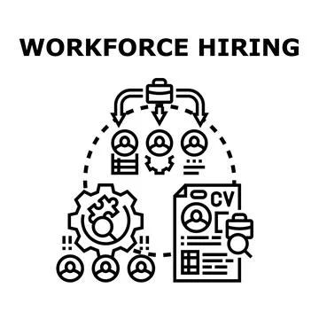 Workforce hiring process managing human resources recruiting Stock Illustration
