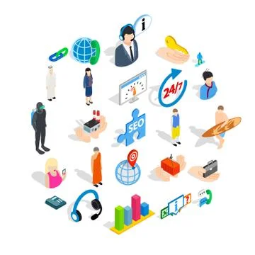 Workforce icons set, isometric style 스톡 일러스트