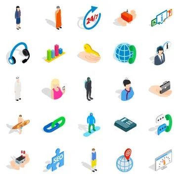 Workforce icons set, isometric style Stockillustratie
