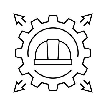 Workforce increase industrial zone line icon vector illustration Stock Illustration