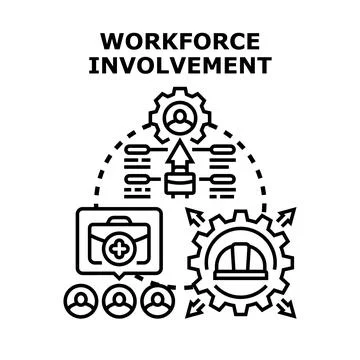 Workforce involvement promoting teamwork and collaboration concept イラスト素材