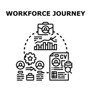 Workforce journey, career path and professional development concept Stock Illustration